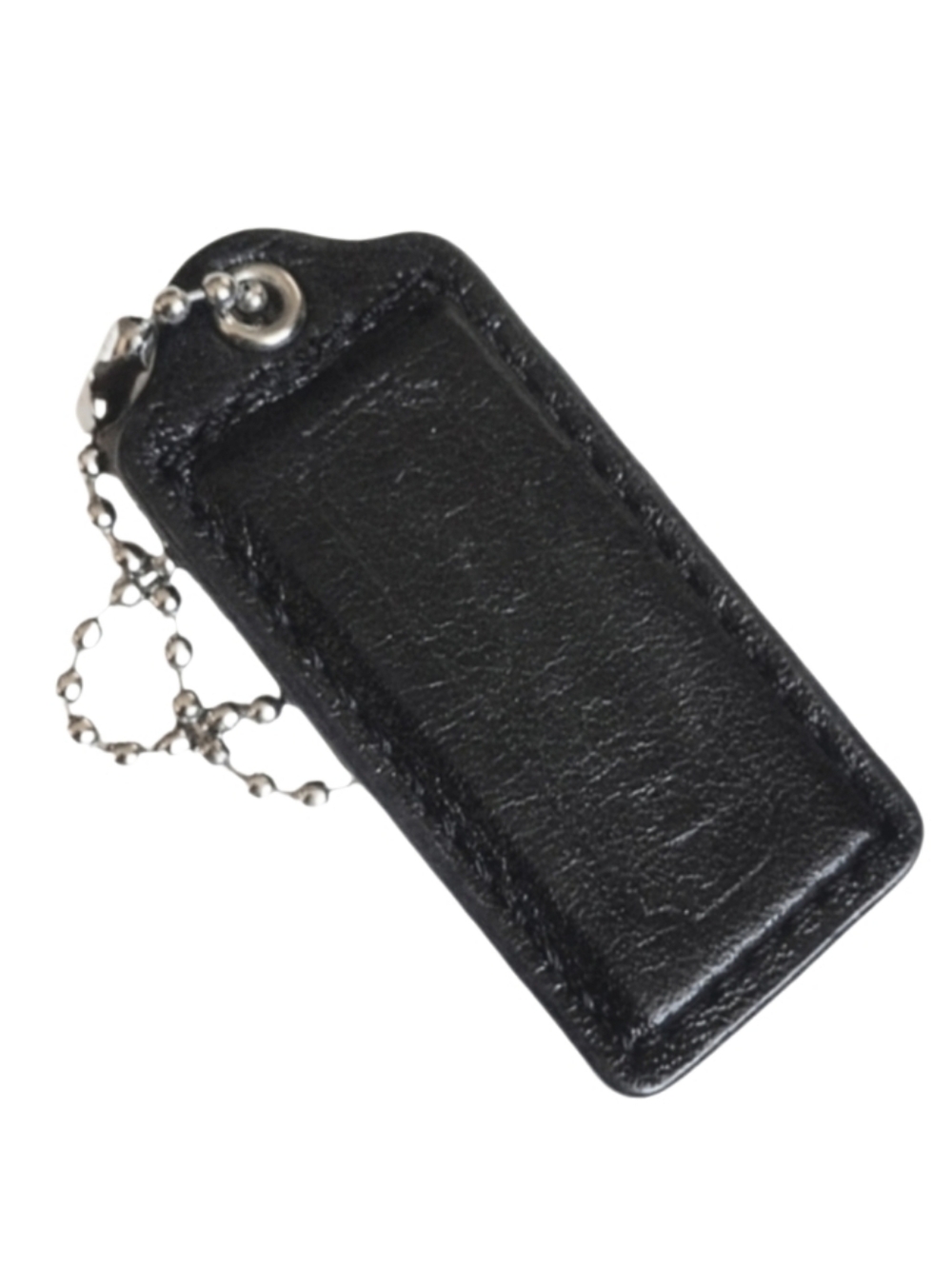 🖤 2.25" Vintage Y2K Coach Black Matte Leather Hangtag Bag Charm Fob Keychain